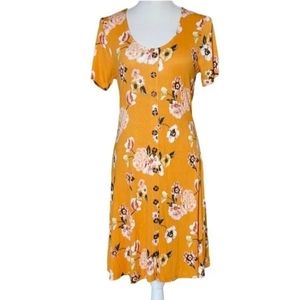 Wishful Park Size M Mustard Yellow Floral Dress